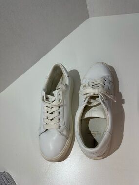 Sam Edelman Ethyl White Leather Lace Up Sneakers - Size 7.5M